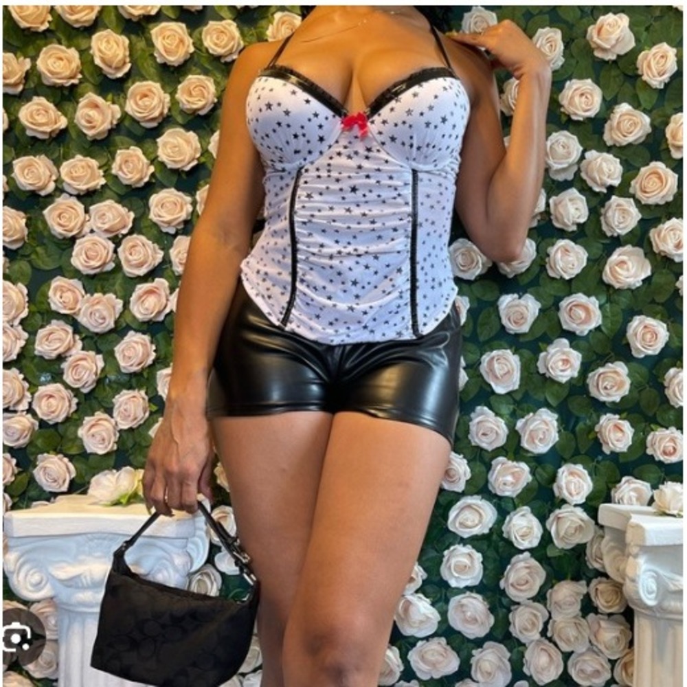 Passion Forever Star Print Corset Style Camisole Top XL, White, Black, Pink - Picture 3 of 14